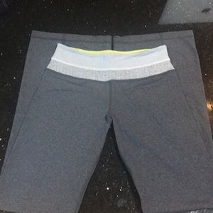 Full length reversible boot leg yoga pants.